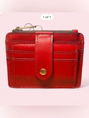NWT Patricia Nash Cassis Leather ID Wallet- Berry Red